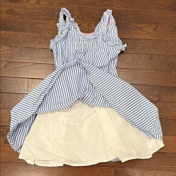 Crewcuts J. Crew Girls Blue White Stripe Dress Size 5 100% Cotton - Picture 6 of 8